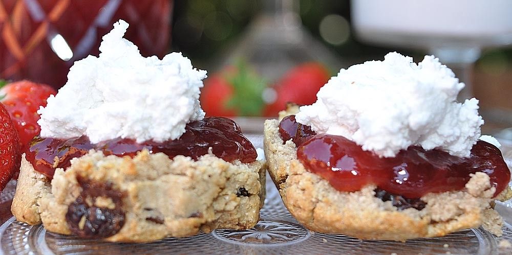 Raisin Scones with Strawberry Jam