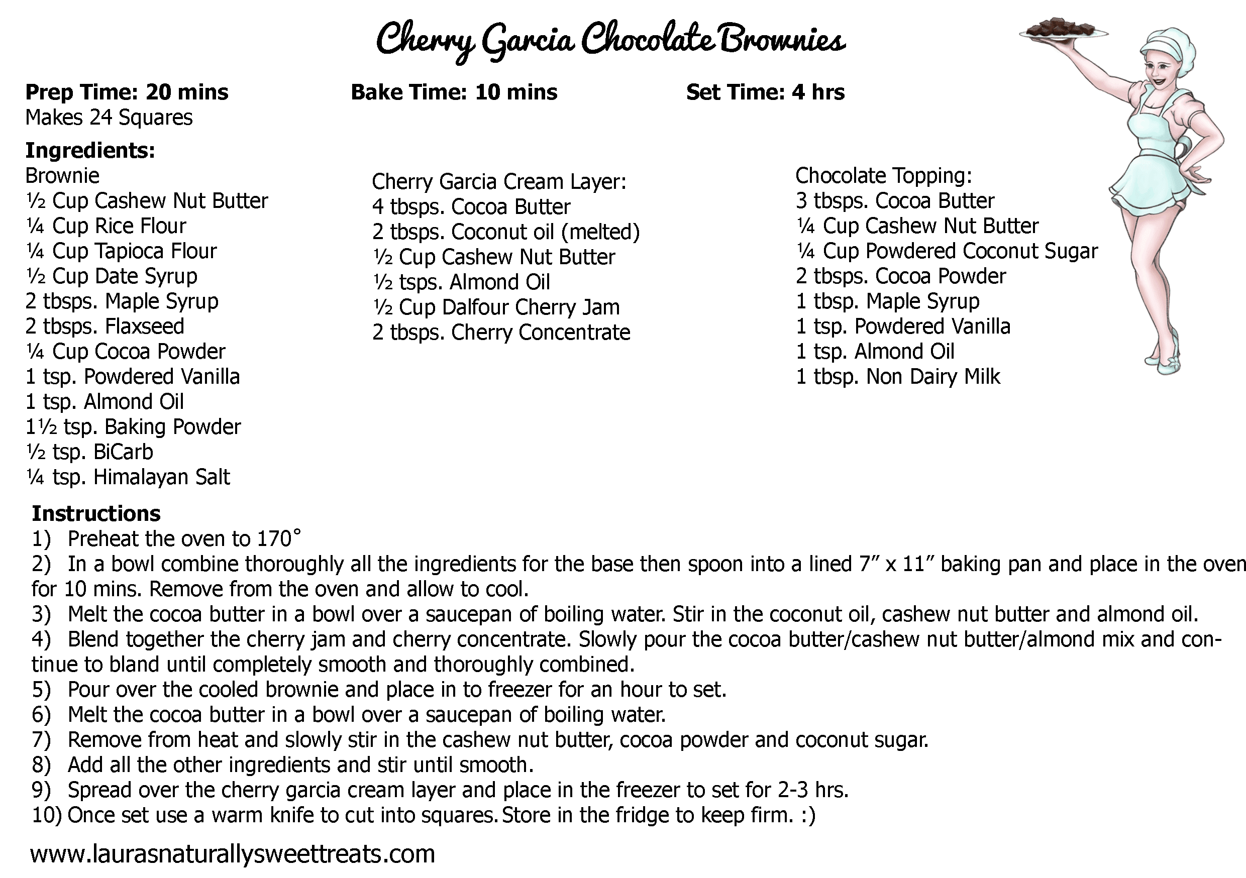 cherry garcia chocolate brownie recipe card