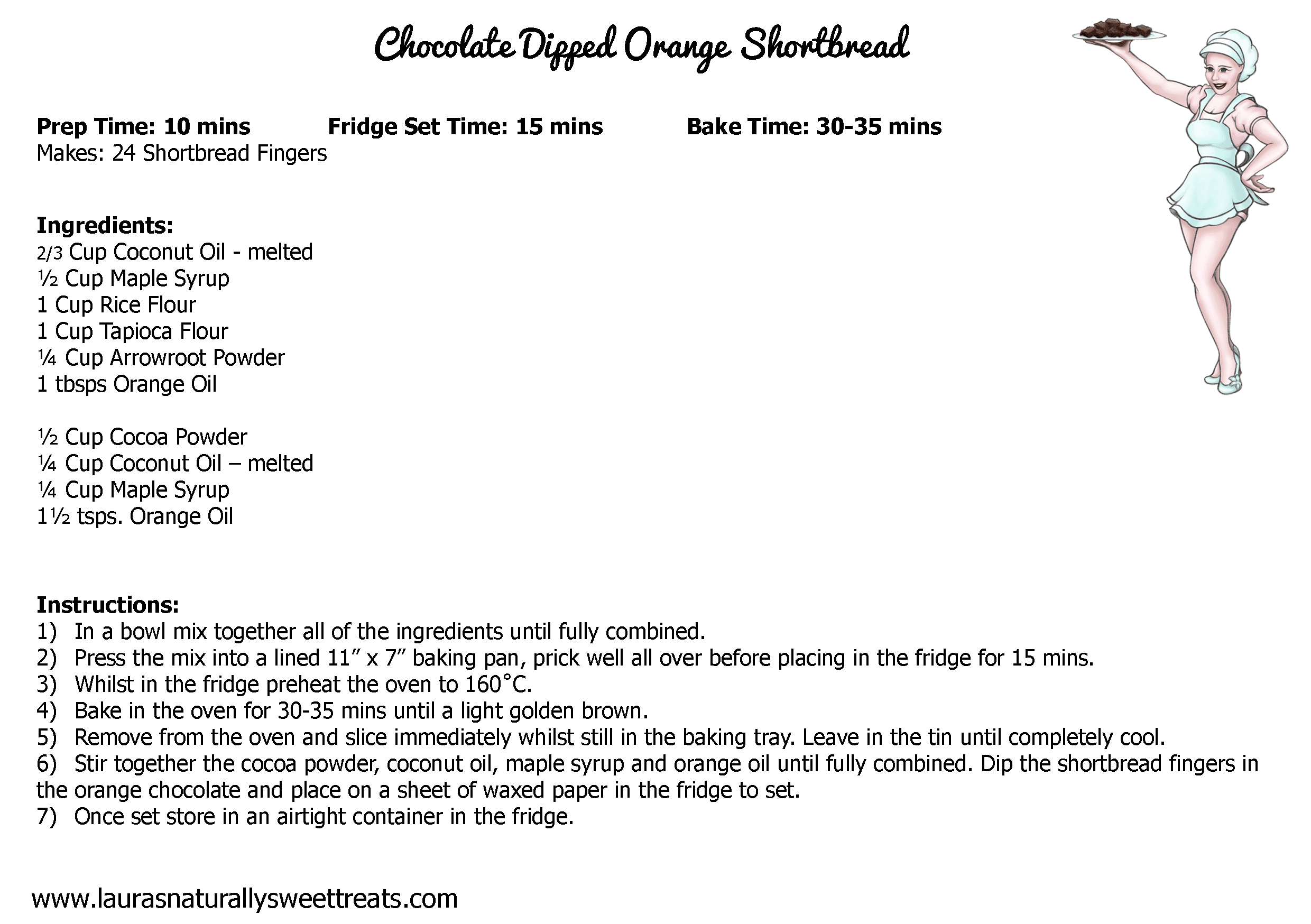 chocolate dipped orange shortbread recipe card