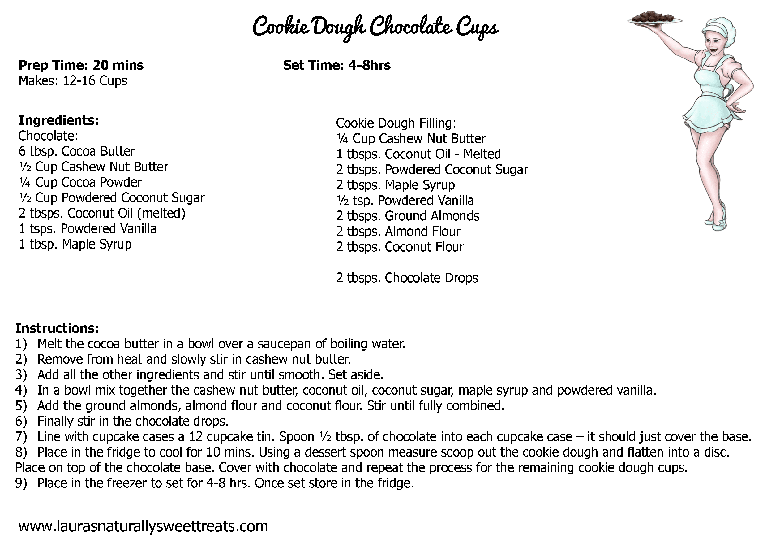 cookie dough chocolate cups recipe card