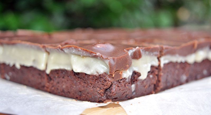 Chocolate Almond Cherry Brownie Slice