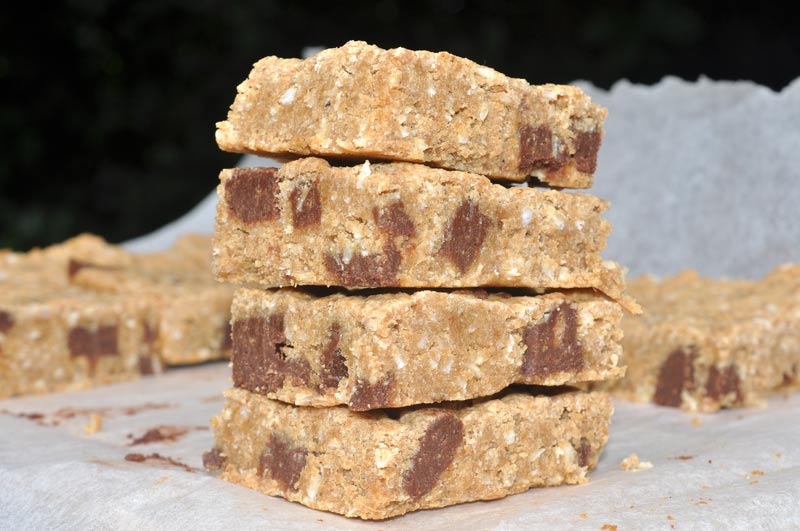 Chocolate Chunk Coconut Cookie Slice