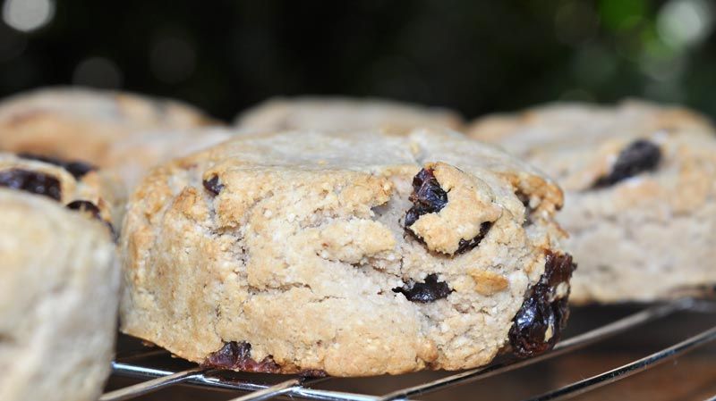 Raisin Scones With Strawberry Jam