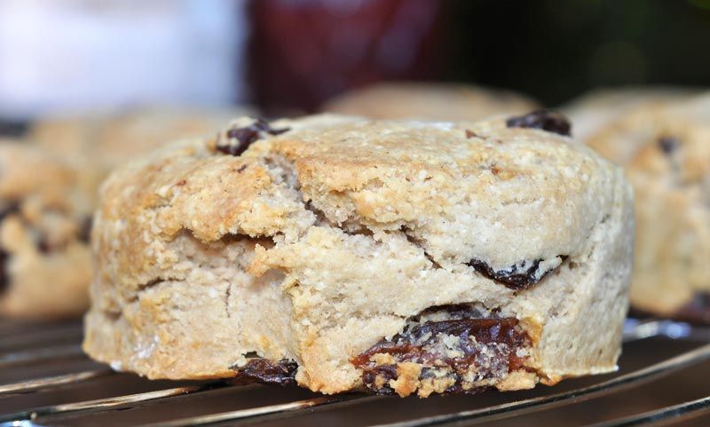 Raisin Scones With Strawberry Jam