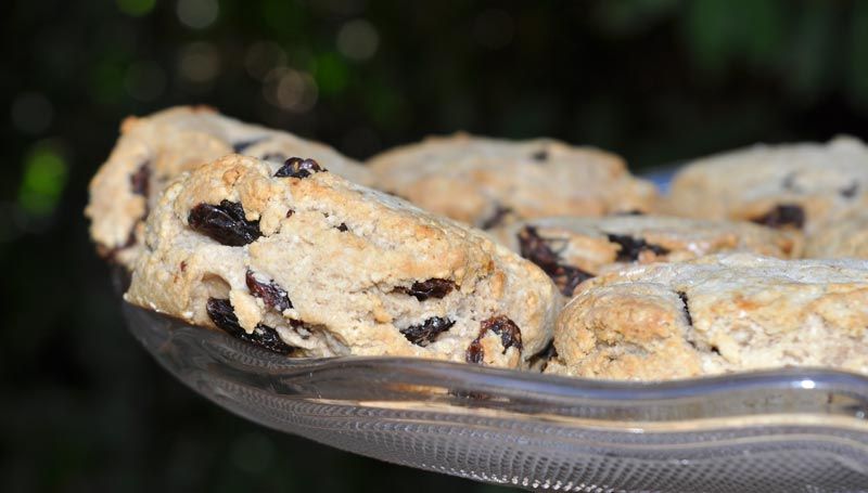 Raisin Scones With Strawberry Jam