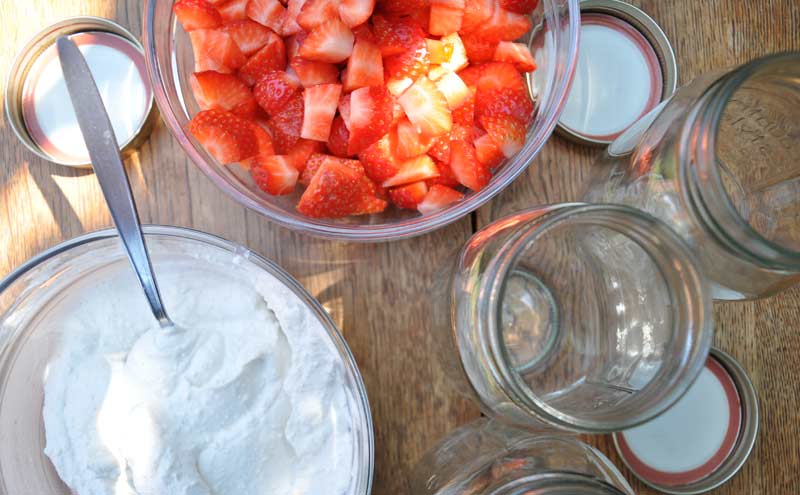 Strawberries and Cream in a Jar